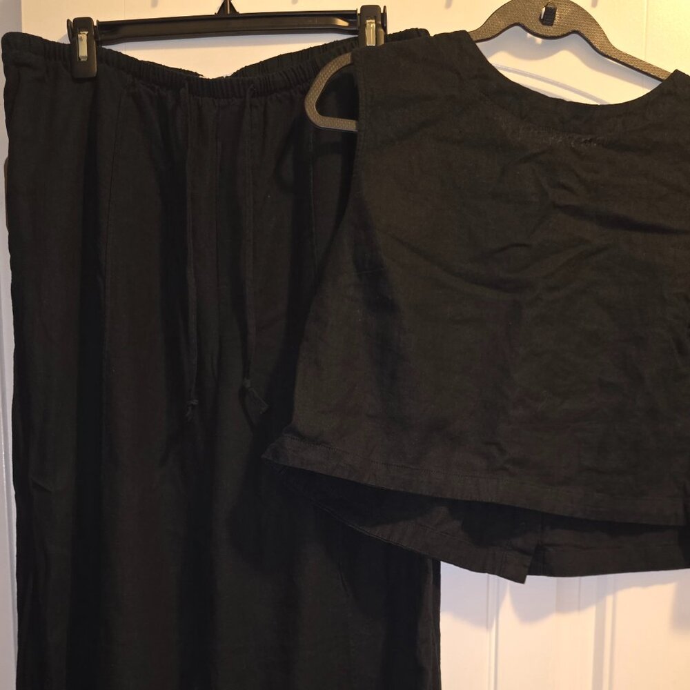 Linen blend pant set